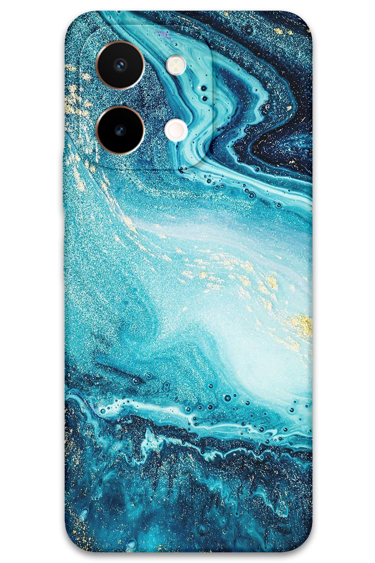 Gramaphone Vivo Y28 Uyumlu Mermer Desenli Telefon Kılıfı + Ekran Koruyucu - 5818