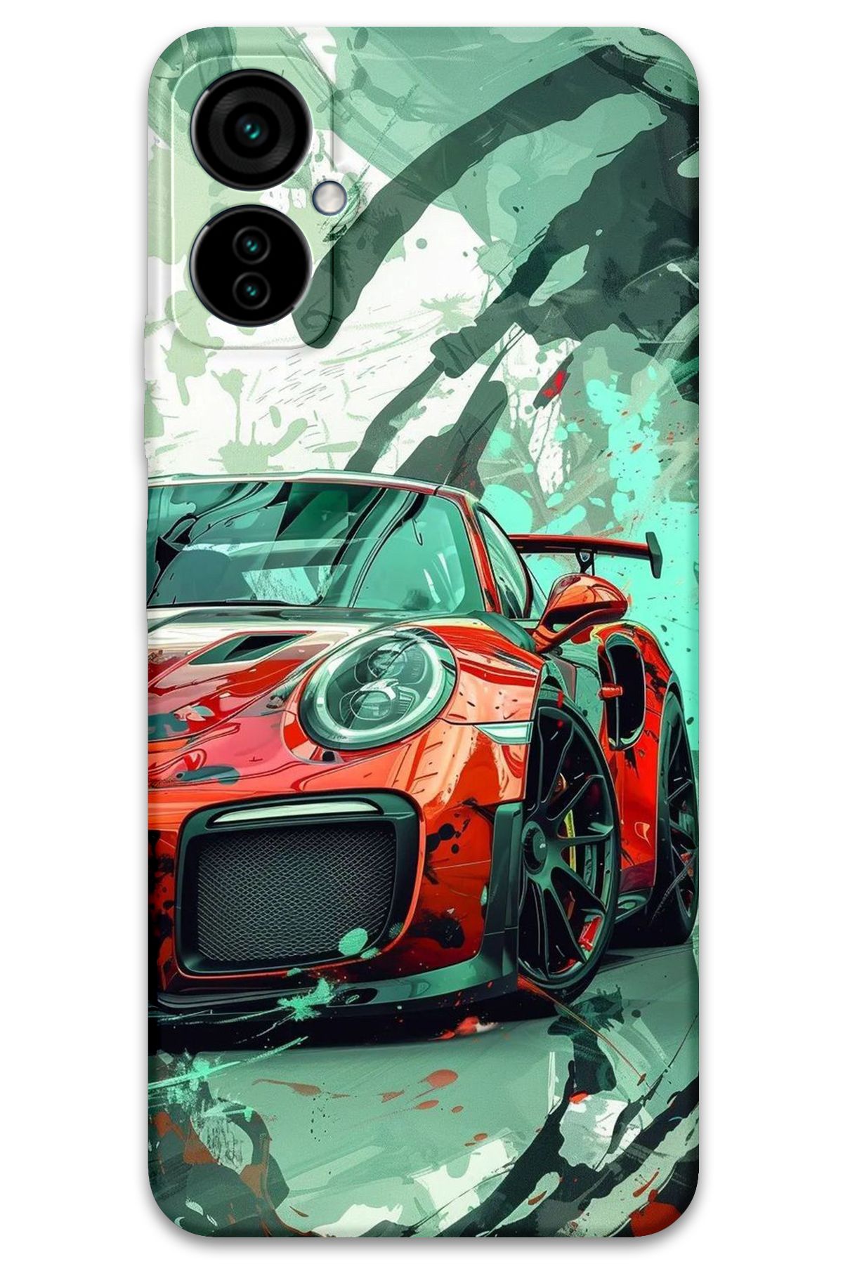 Gramaphone Tecno Camon 19 Neo Uyumlu Araba Desenli Telefon Kılıfı + Ekran Koruyucu - 5765