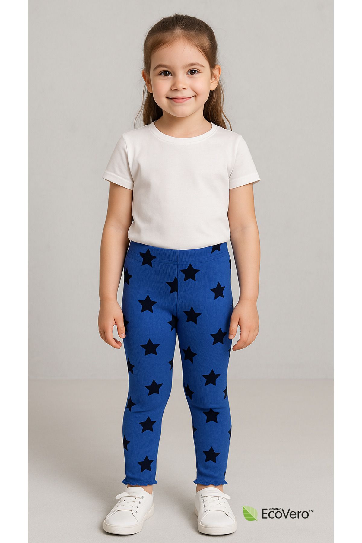 Kyex PURE DOTS Kız Çocuk Yazlık Yıldız Desenli Mavi Tayt