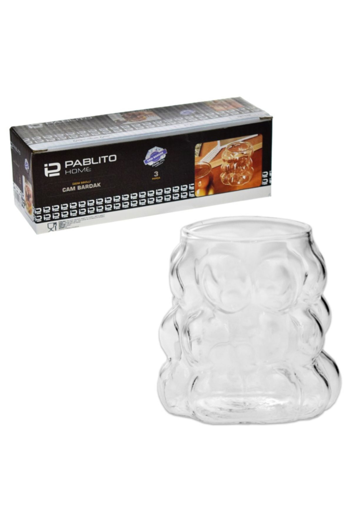 Home Üzüm Cam Bardak 3 lü 90ml
