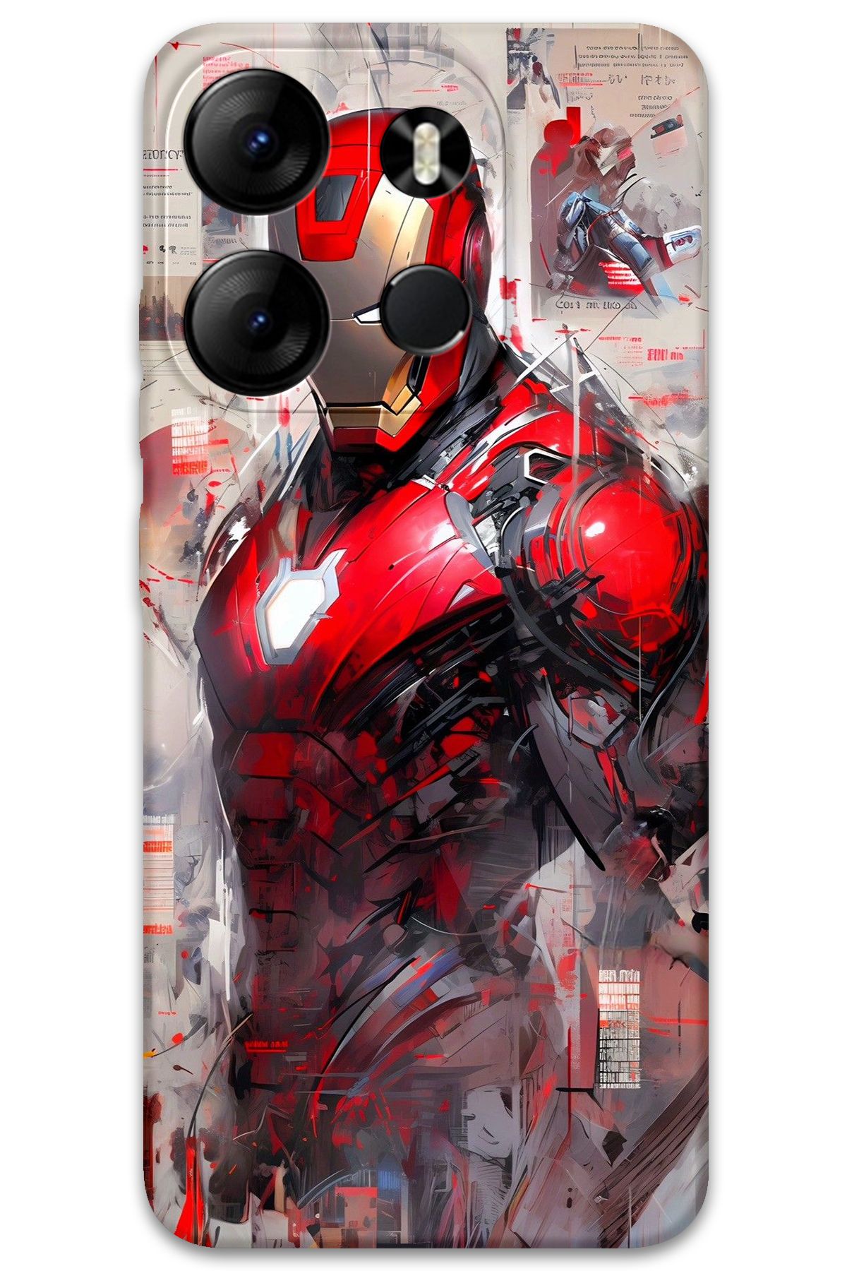 Gramaphone Tecno Spark Go 2023 Uyumlu İronman Desenli Telefon Kılıfı + Ekran Koruyucu - 5828