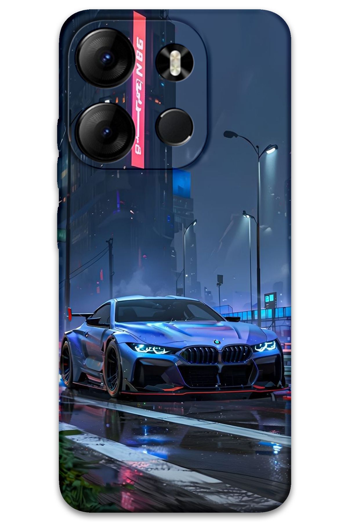 Gramaphone Tecno Spark Go 2023 Uyumlu Araba Desenli Telefon Kılıfı + Ekran Koruyucu - 5767
