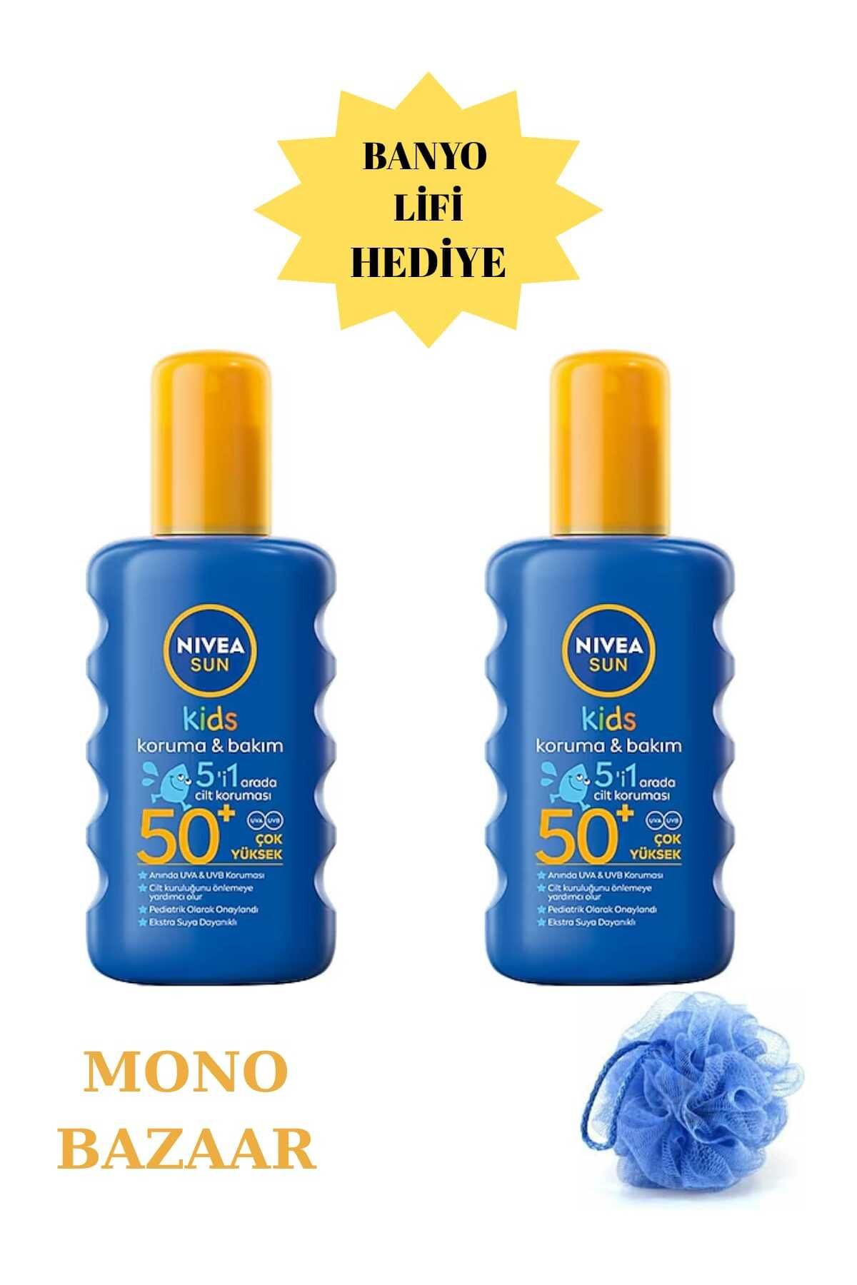 NIVEA "İKİLİ SET" NIVEA SUN SPF50 Çocuklar İçin Hassas Güneş Koruyucu Vücut Spreyi 200ml