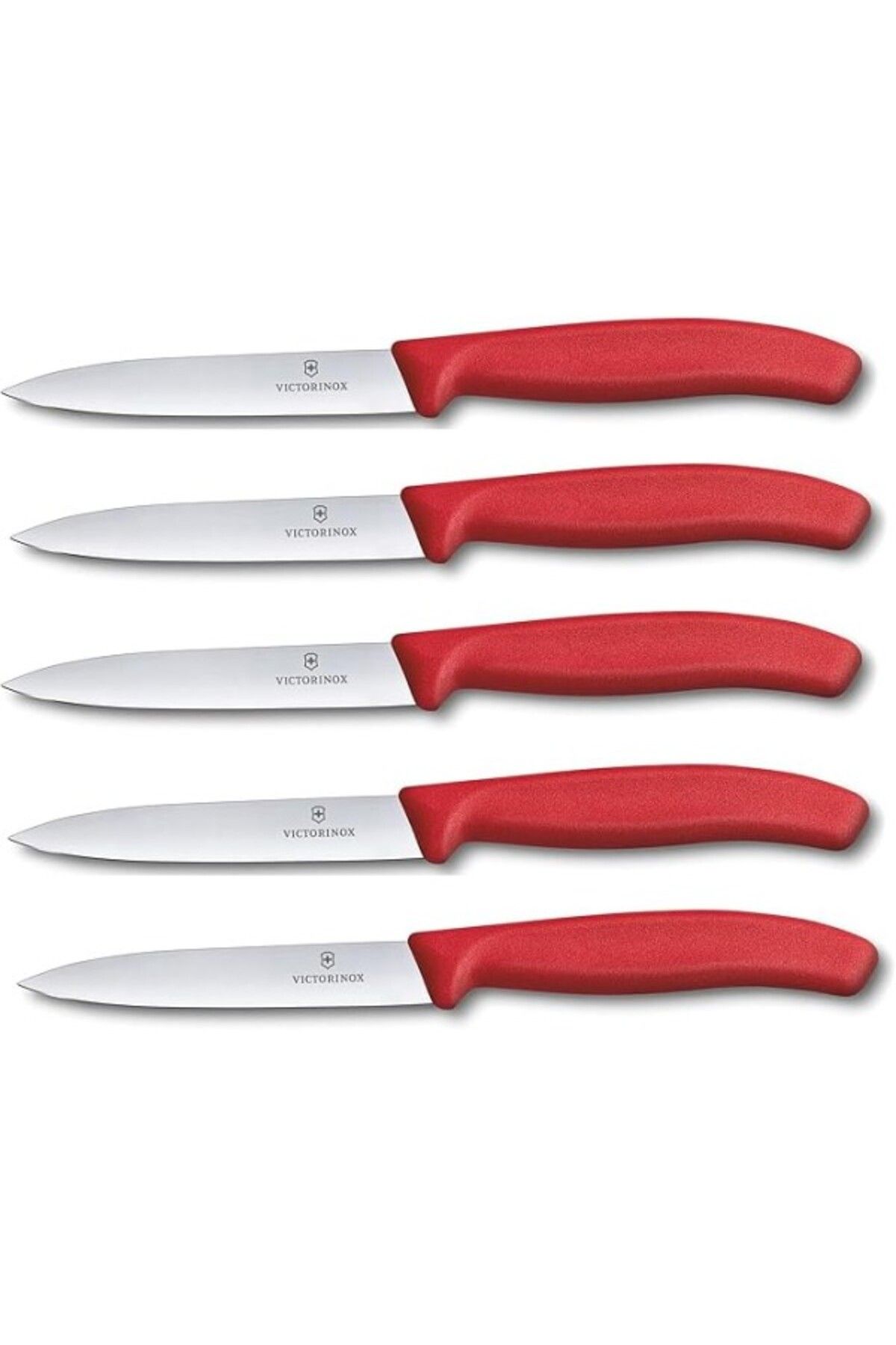 ShopZum 5 Parçalı Sebze Bıçağı Seti Swiss Classic Kırmızı — 10 Cm Tırtıksız — Domates Bıçağı