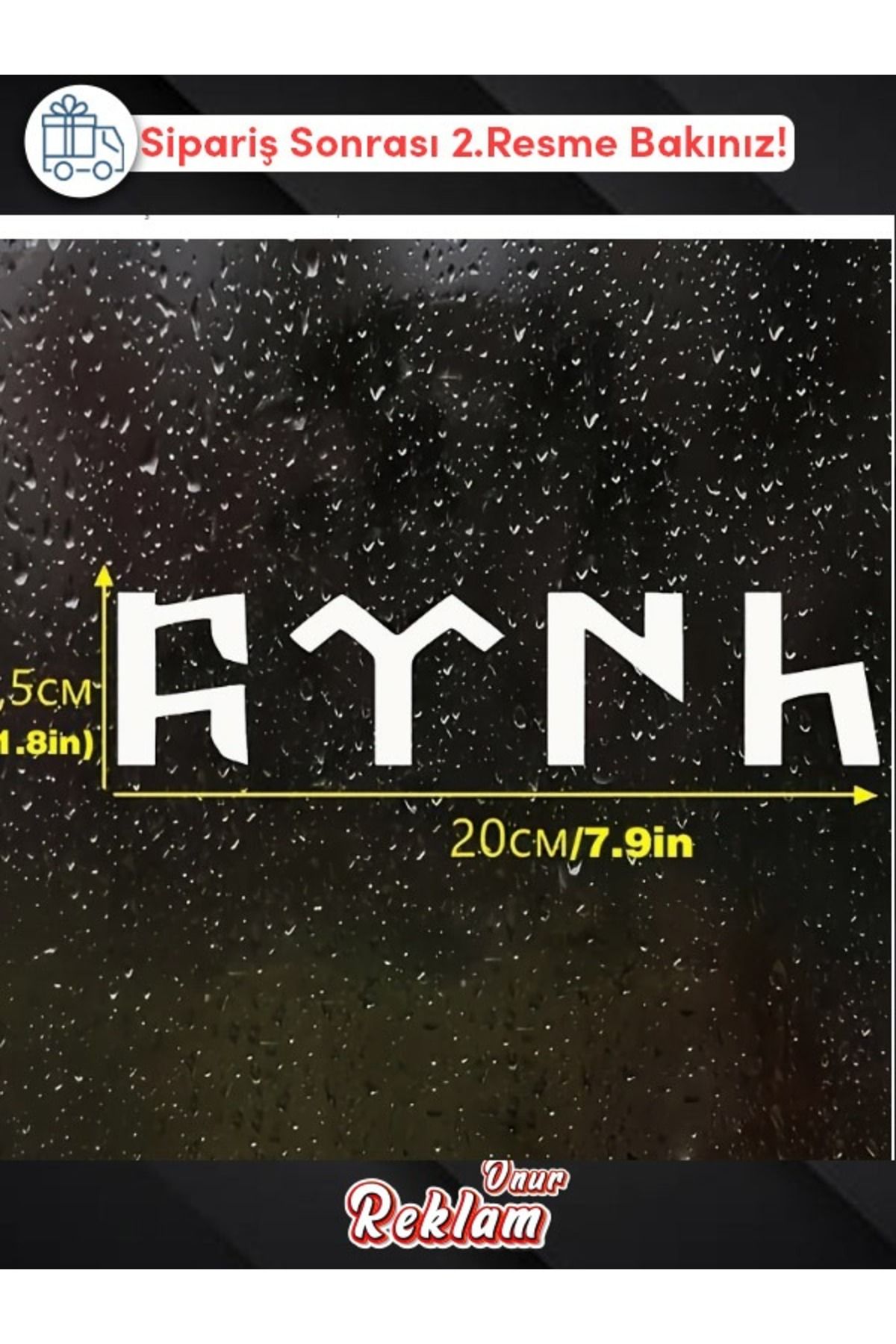 onurreklamonline Göktürkçe RYNH Yazılı Sticker – 20x5 cm – Suya Dayanıklı – Araç & Kask Uyumlu – Vinil Çıkartma