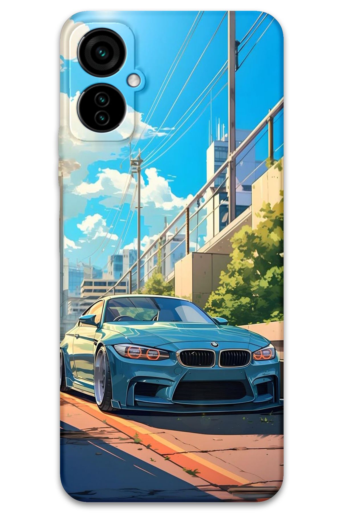 Gramaphone Tecno Camon 19 Neo Uyumlu Araba Desenli Telefon Kılıfı + Ekran Koruyucu - 5760