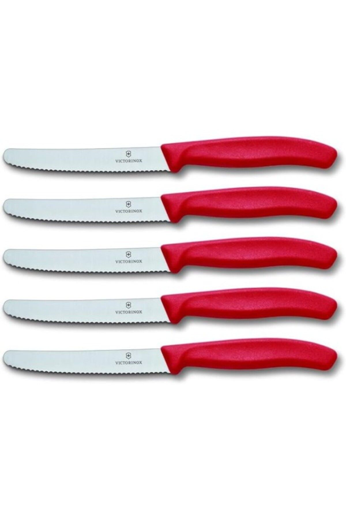 ShopZum Domates Bıçağı, Ekmek Bıçağı, Sofra Bıçağı Seti, 5 Parça, Swiss Classic (Kırmızı)