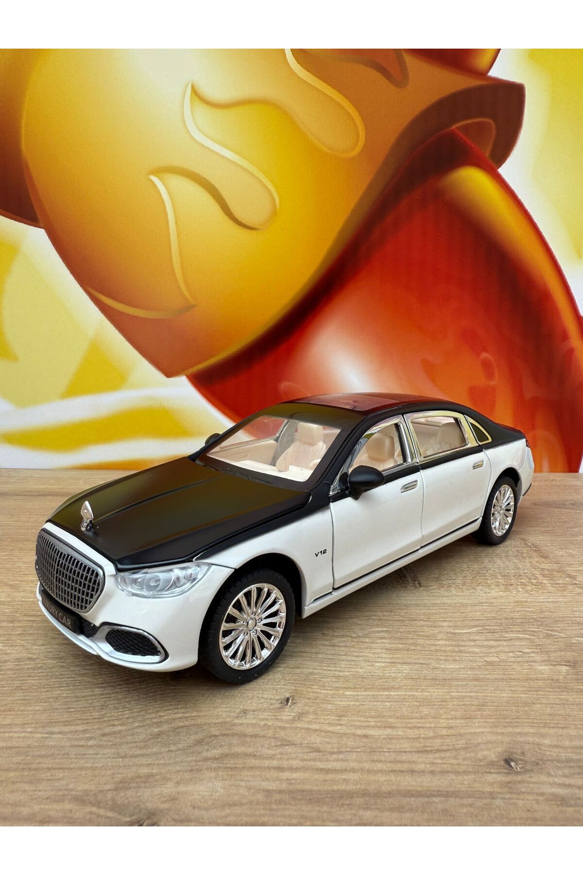 scntoys Benz S680 Maybach 1:24 Die Cast Metal Araba Makam Arabası Işıklı Sesli Kapılar Kaput Bagaj Açılır