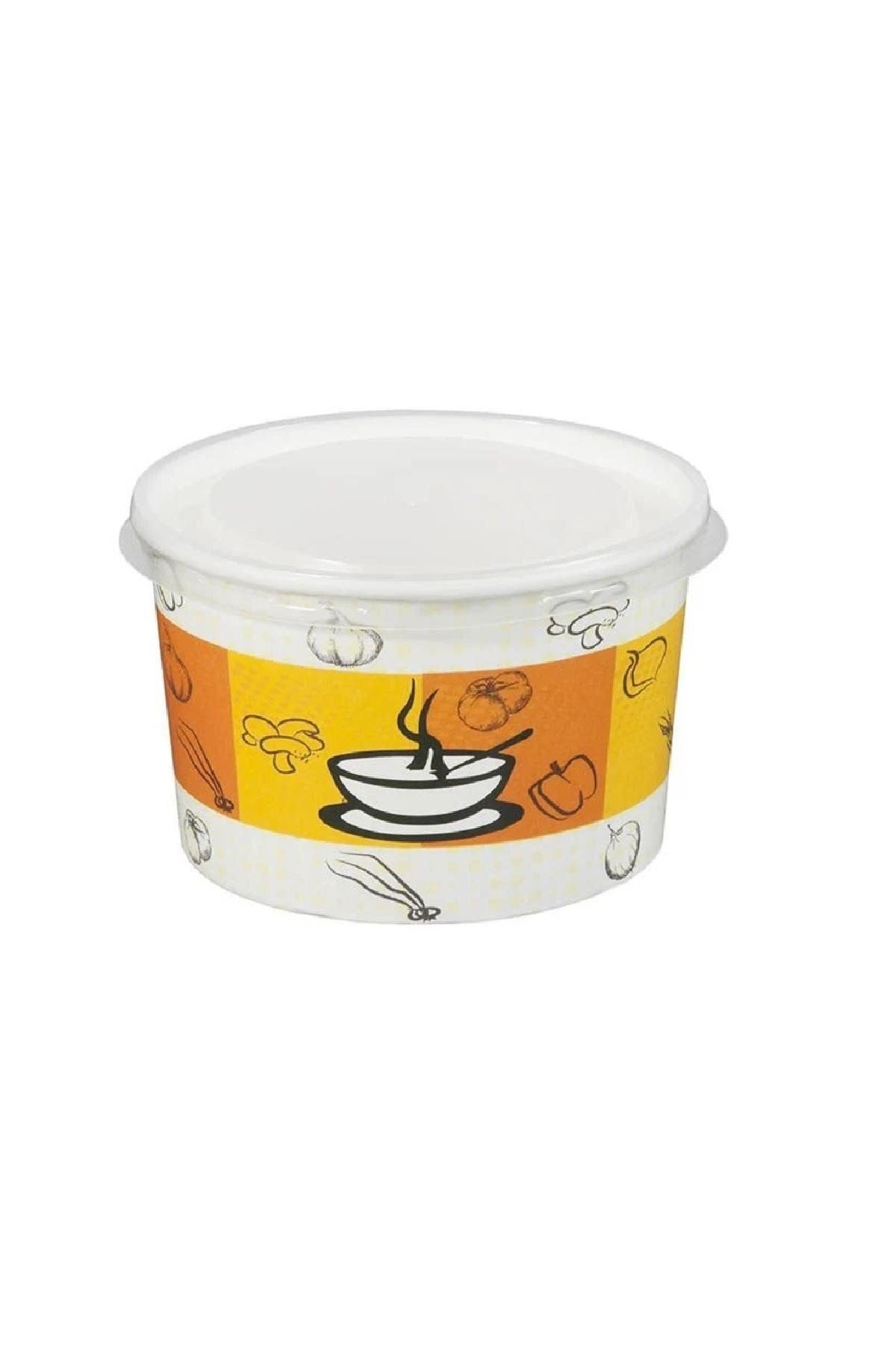 alsepeteavm Şeffaf Kapaklı Karton Çorba Kasesi 16oz 11x6cm 25li