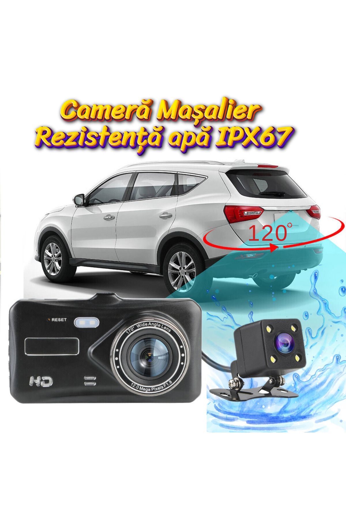 ATOMKIT-Car Camera Touchscreen, 64g Card Included, 1080p, 150p Angle, Loop Recording. Nightvision, senzorg 8