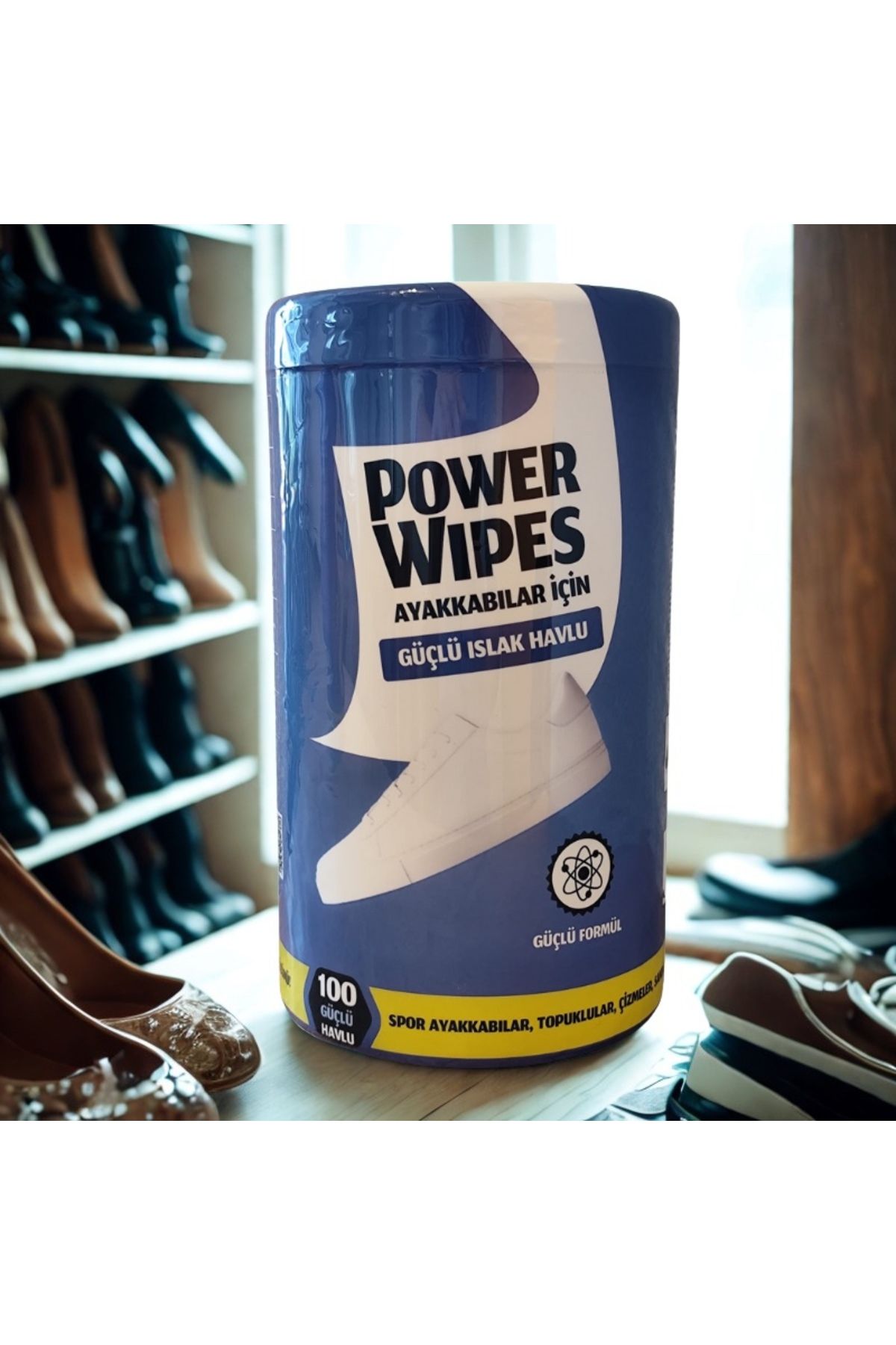 Power Wipes 1X100 Yaprak - Power Wipes Ayakkabılar İçin Güçlü Islak Havlu
