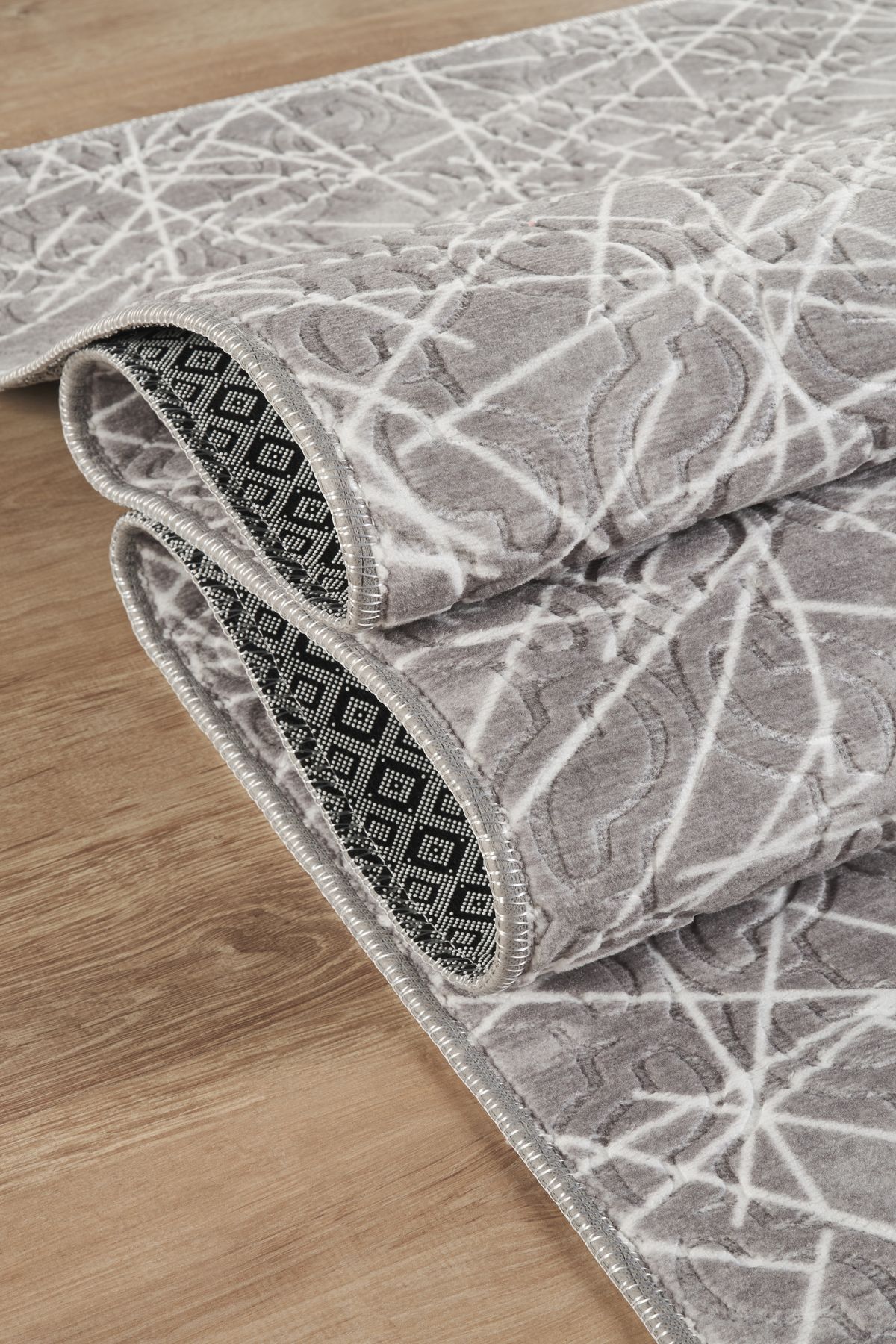 LİNOS HOME Kaylee Yıkanabilir Kaymaz Tabanlı Embos Kesme Rulo Halı Yolluk Salon,Oturma Odası,Mutfak Gri-7036