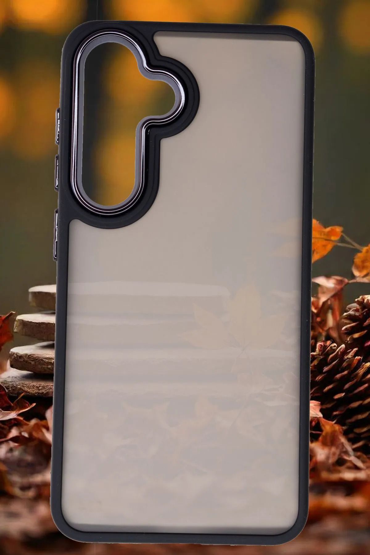 Fibaks Samsung Galaxy S24 Kılıf Metal Çerçeve Hassas Butonlu Renkli Buzlu Şeffaf Transparan Kapak