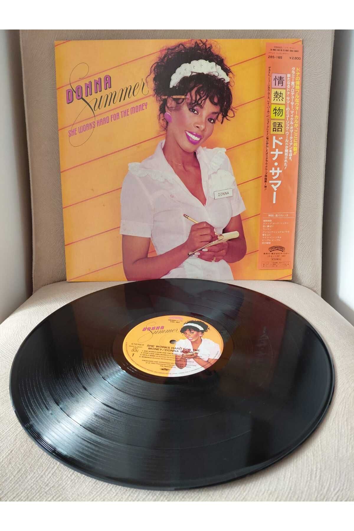 Plakperest Donna Summer ‎– She Works Hard For The Money - 1983 Japonya Basım LP Plak Albüm - Obi’li -2.el