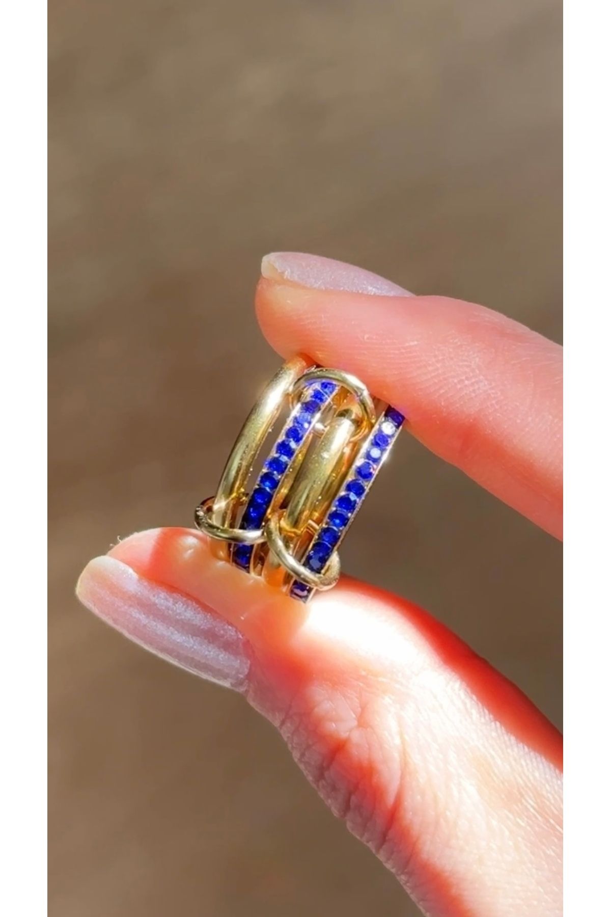 Opia JEWELRY 4’lü Lacivert Renkli Sarmal Model Çelik Yüzük (BİR BEDEN BÜYÜK ALINIZ)