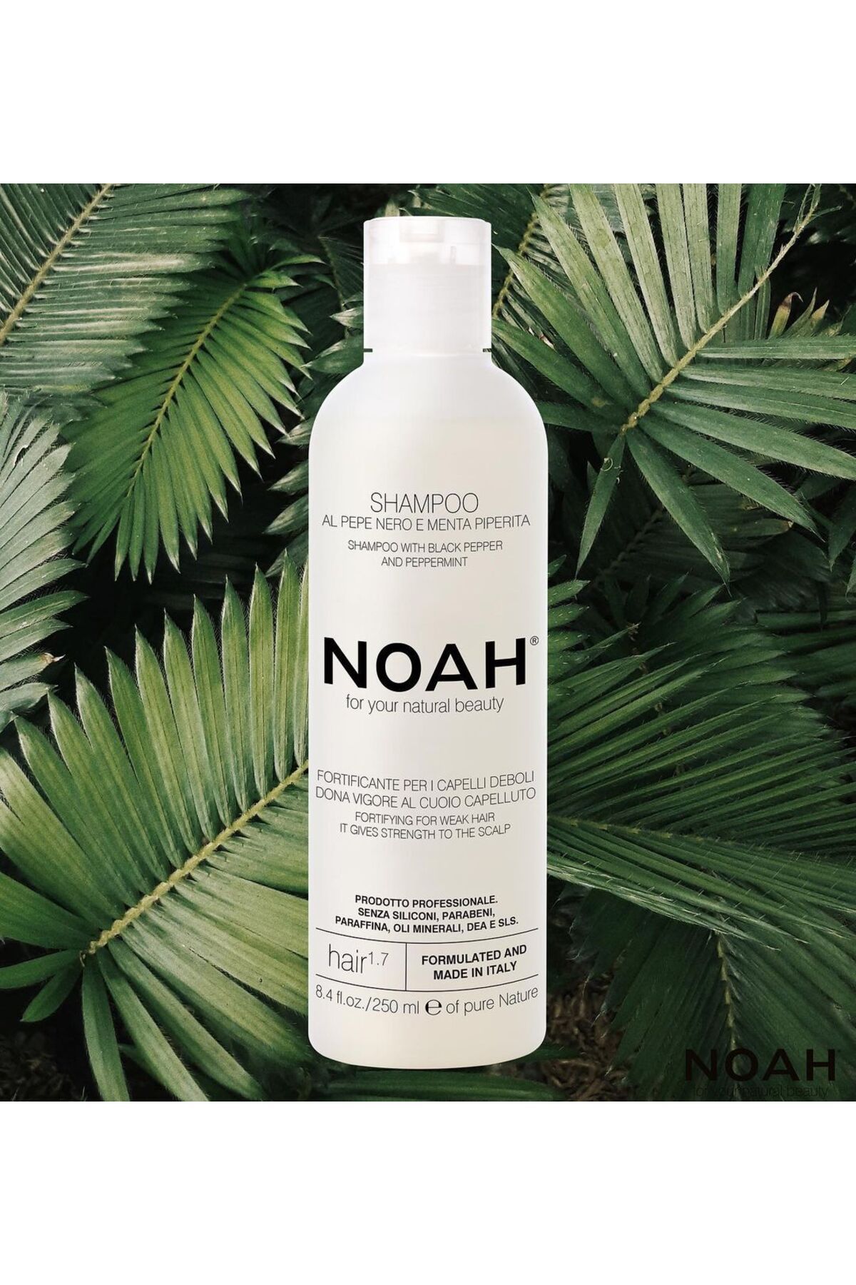 Noah-Șampon întăritor cu piper negru și mentă pentru păr slăbit și deteriorat (1.7), Noah, 250 ml 2