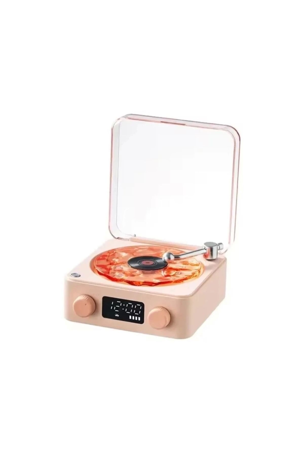 Ardan Home Waves Nostalji Plak Görünümlü Bluetooth Hoparlör 3d Ses Dalgası Retro Müzik Plak Pembe