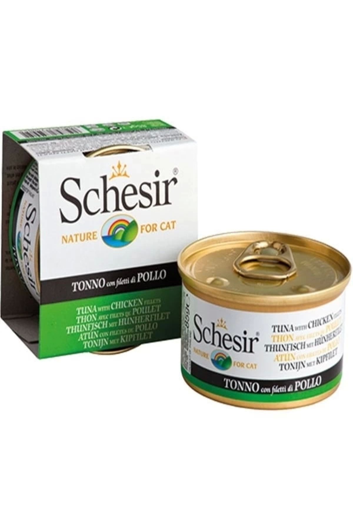 thebestnzm Schesir Ton Balıklı ve Tavuklu Jöleli Konserve Kedi Maması 85 Gr