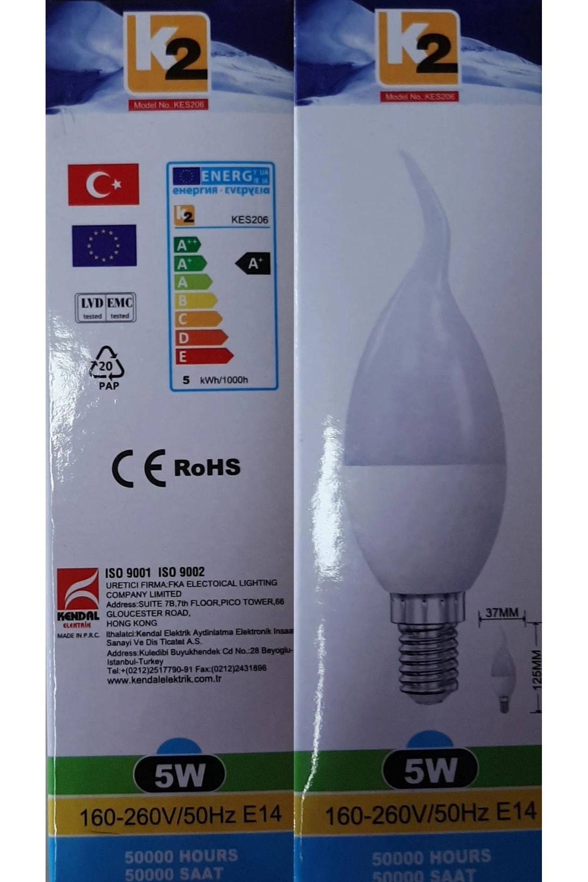 Kendal KES206 5W CANDLE LED AMP. E14 K2 GUNISIGI