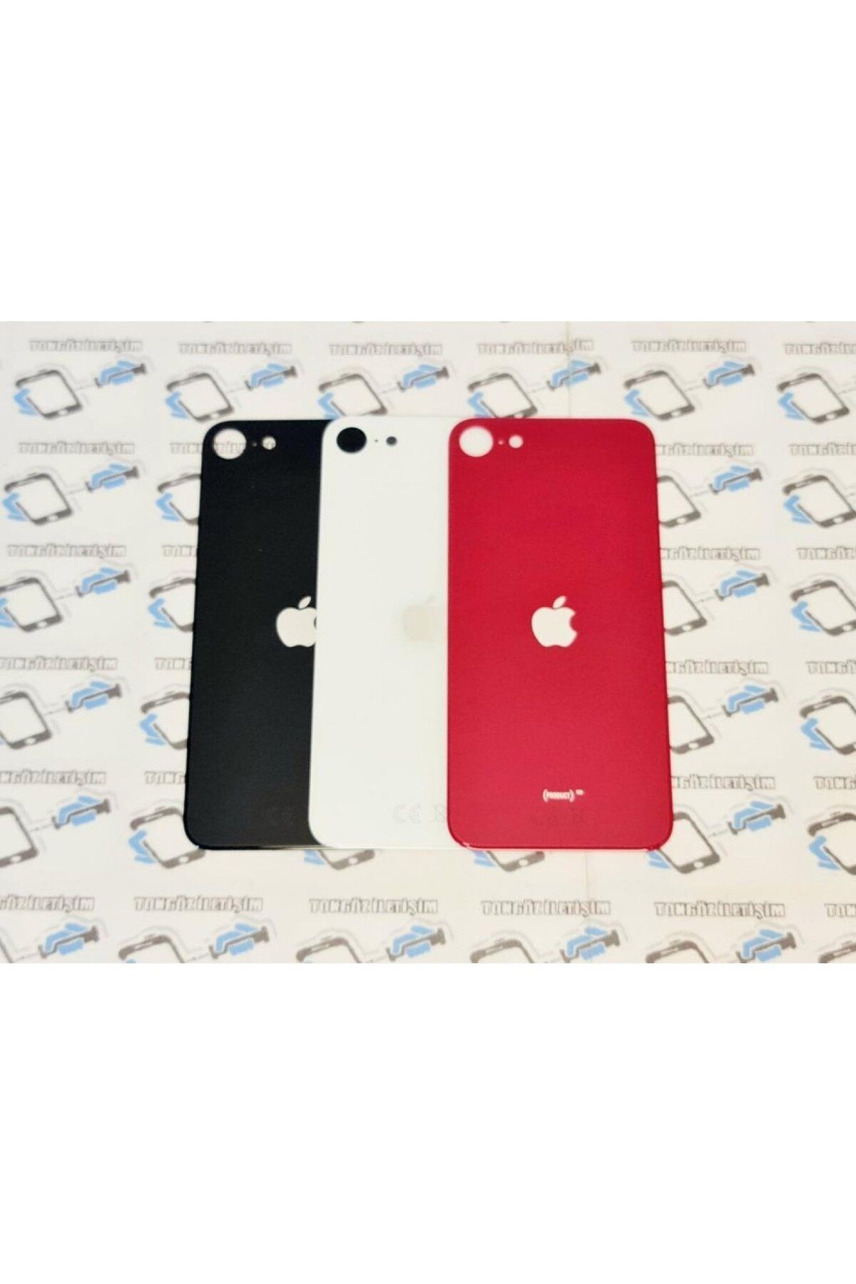 Asia iPhone SE 2020 Arka Kapak Pil Kapağı Cam Ürün Kırmızı