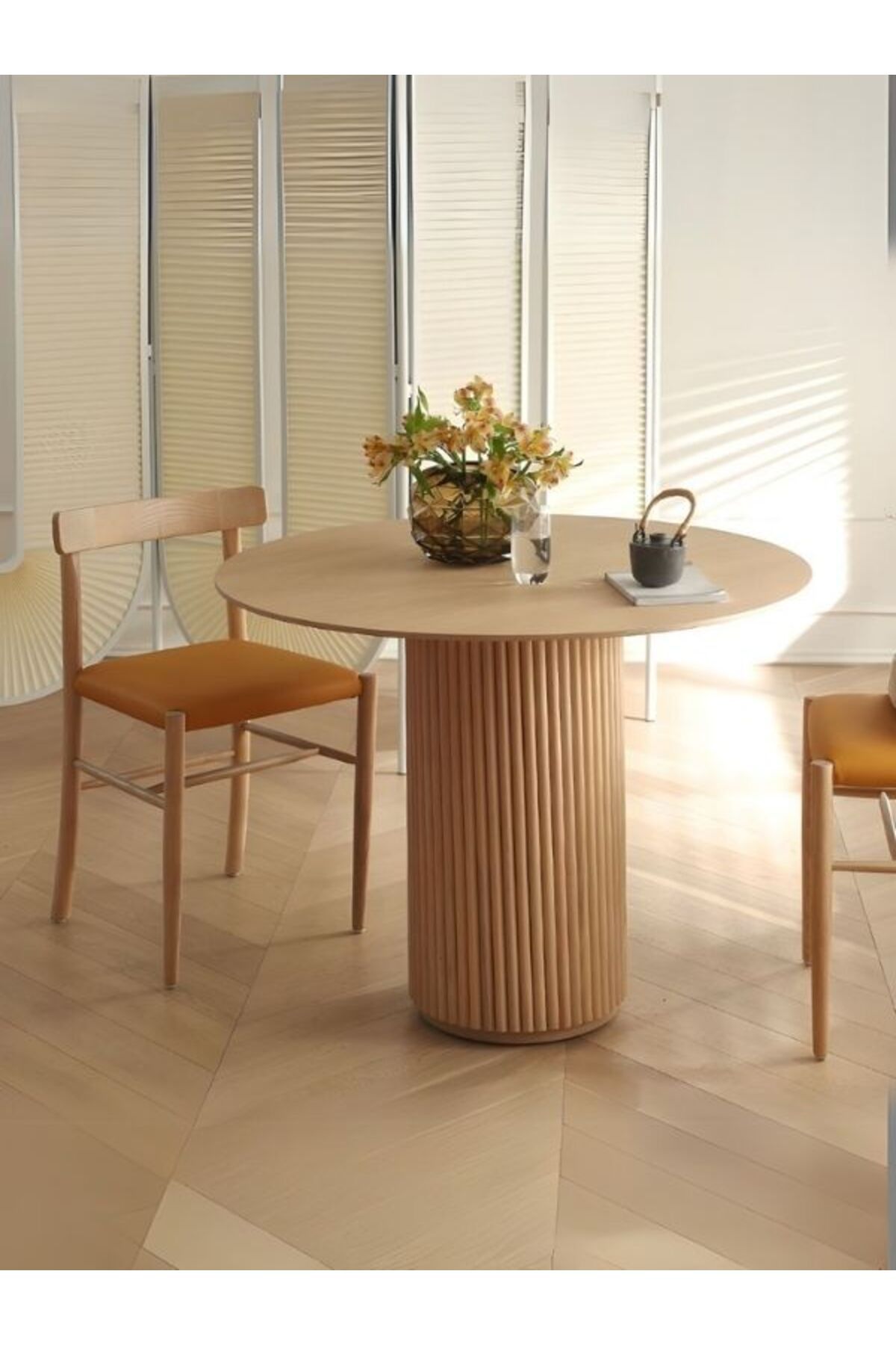 Gazzini Furniture Breeze Yuvarlak Ahşap Bohem Masa 100x100