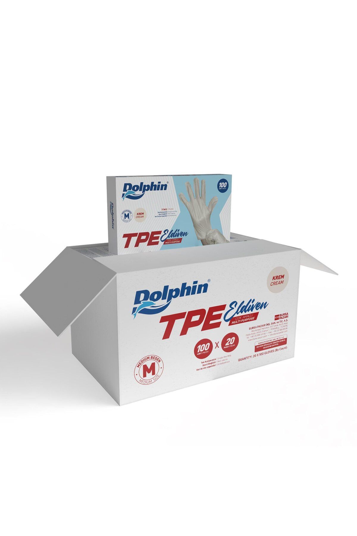 alsepeteavm Dolphin Krem Tpe Eldiven M Beden 100 Adet X 20 Paket - Koli