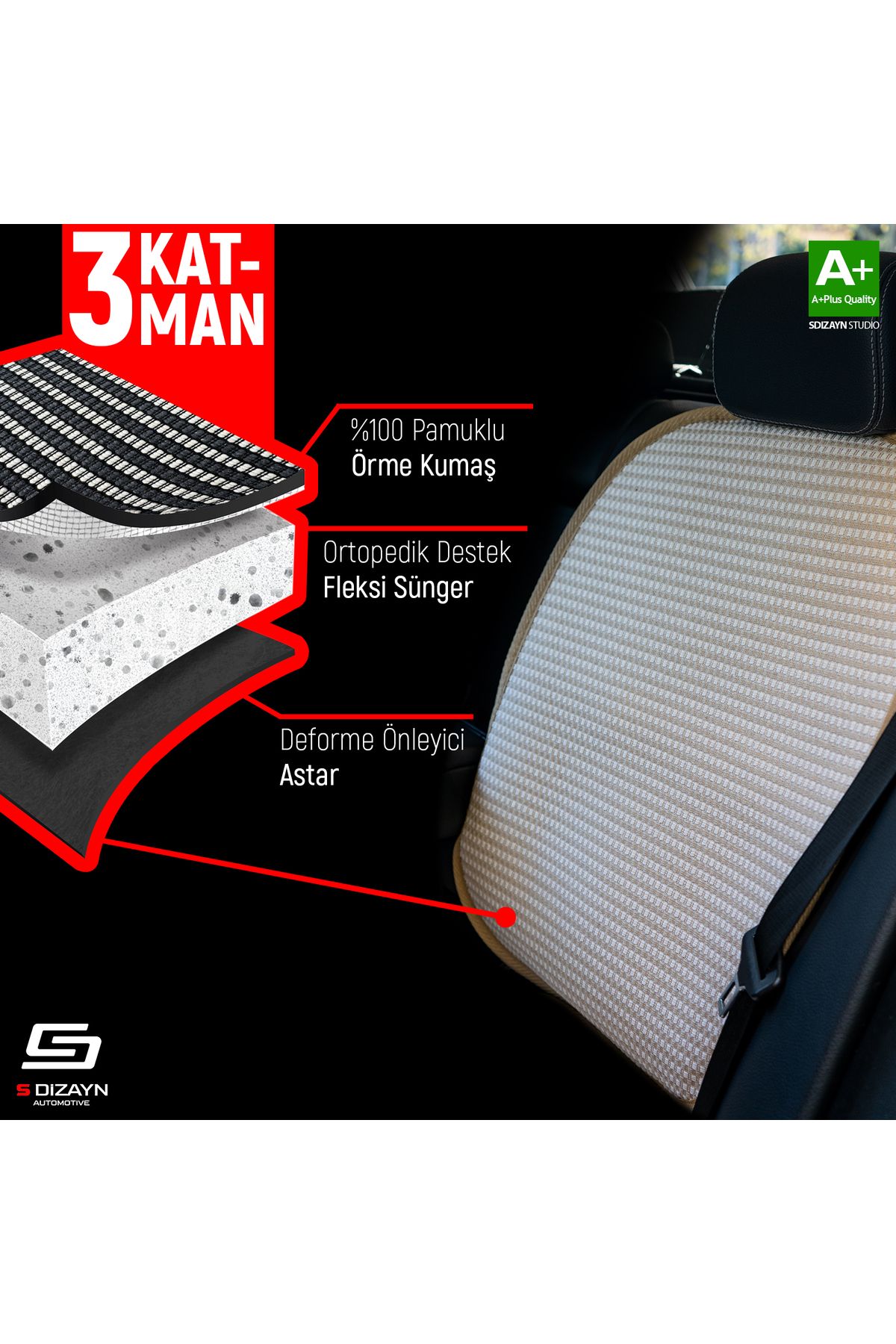 Life Tuning Oto Arka Koltuk Sırt Koruyucu Kılıf Krem Universal 2 Parça A+ Kalite