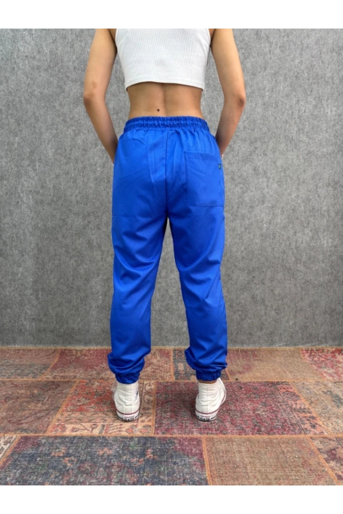 FıttingRoom Bel ve Paça Lastikli Viscon Saks Jogger