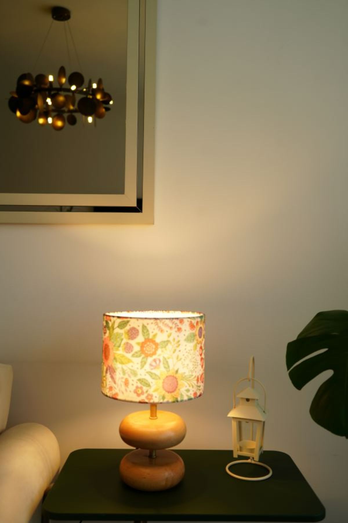 retro home design Çift Silindir Doğal Ahşap Renkli Çiçekli Model Silindir Dokuma Kumaş Şapka Abajur Salon Yatak Odası