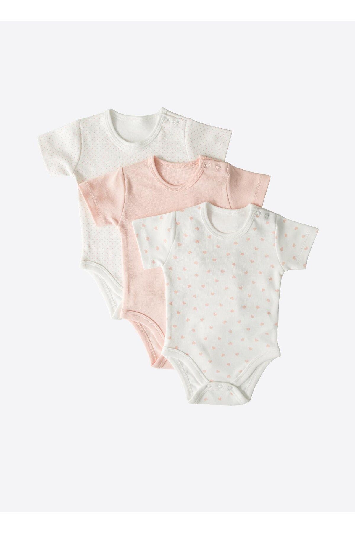 kitikate Organik New Dreams 3'li Kısa Kol Body Pembe