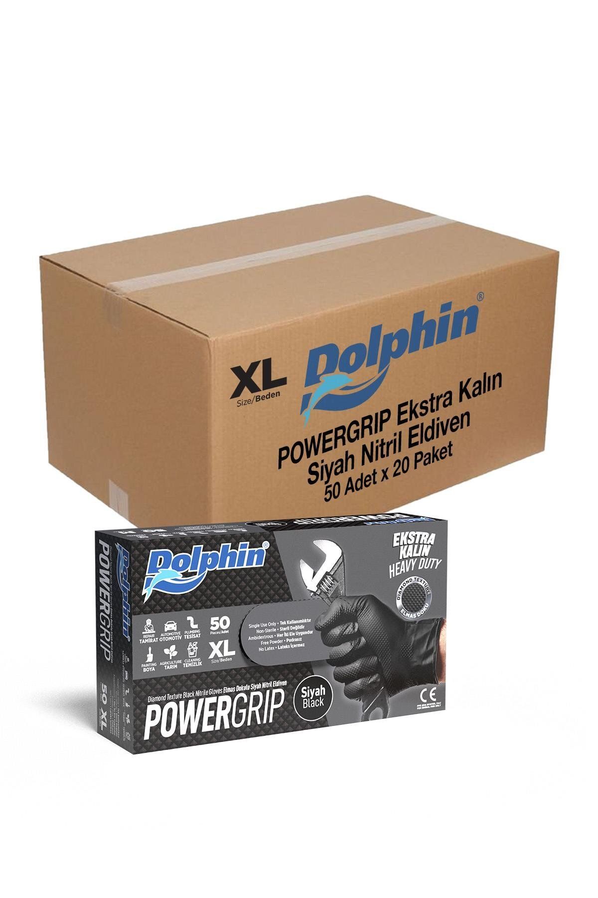 supertrend Süpertrend Dolphin Powergrip Ekstra Kalın Siyah Nitril Eldiven Elmas Dokulu Xl 50 adet X 20 Paket -