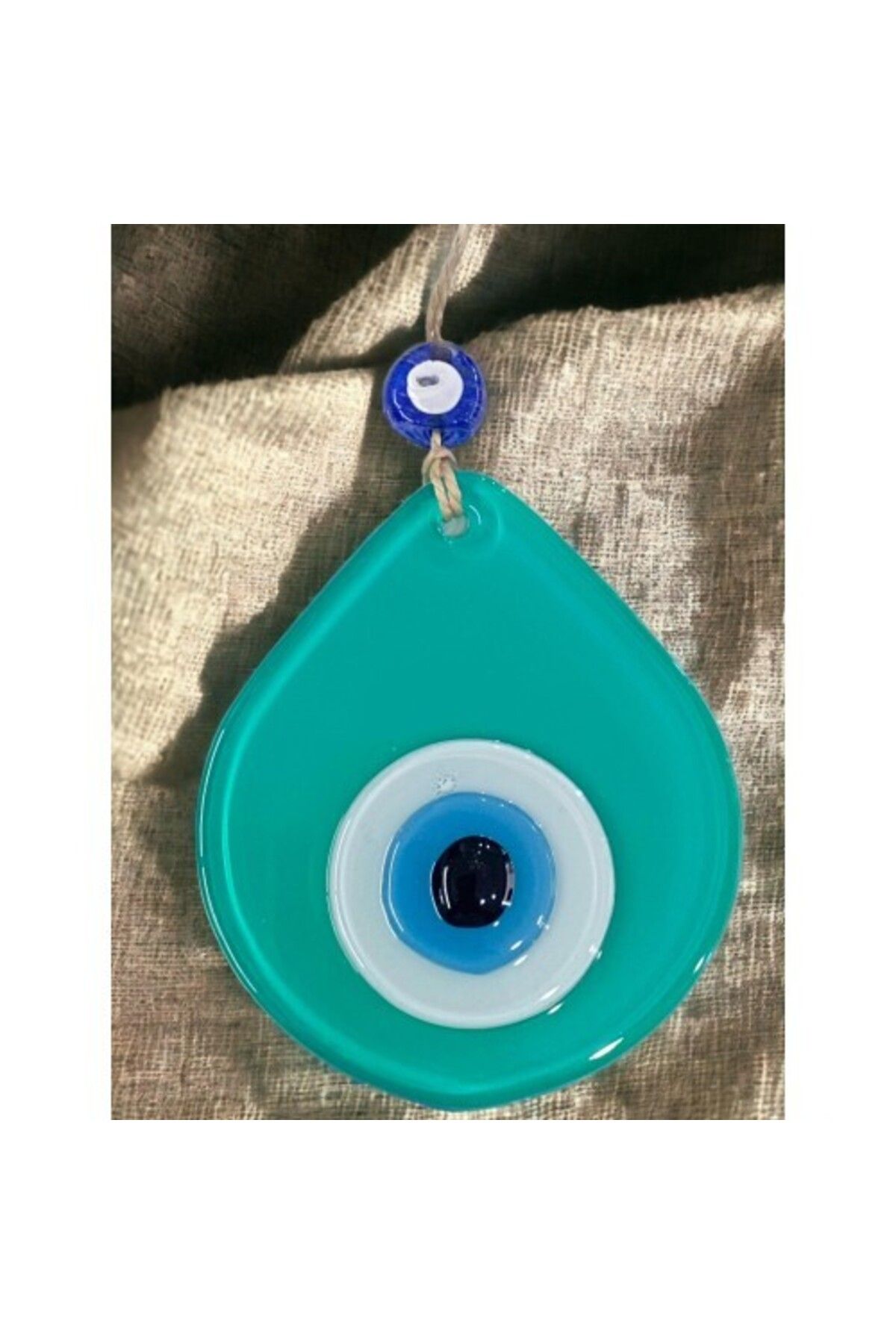 sesengo Orta Boy Açık Yeşil Damla Desen Nazar Boncuklu Duvar Dekoru Cam Duvar Süsü