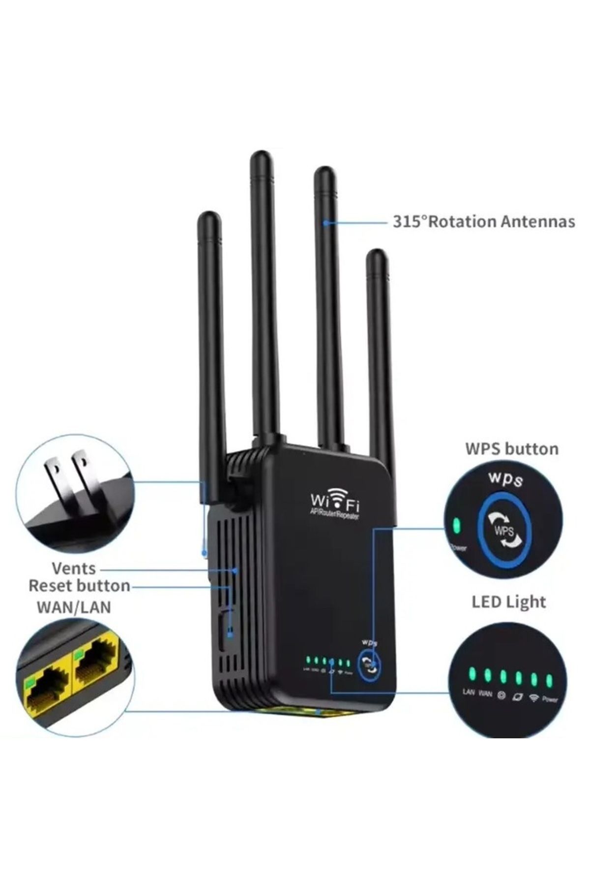 HOZRO-HOZRO Wireless Signal Amplifier, WiFi Range Extender with 4 Antennas and MIMO Technology, 2.4 GH Network 3