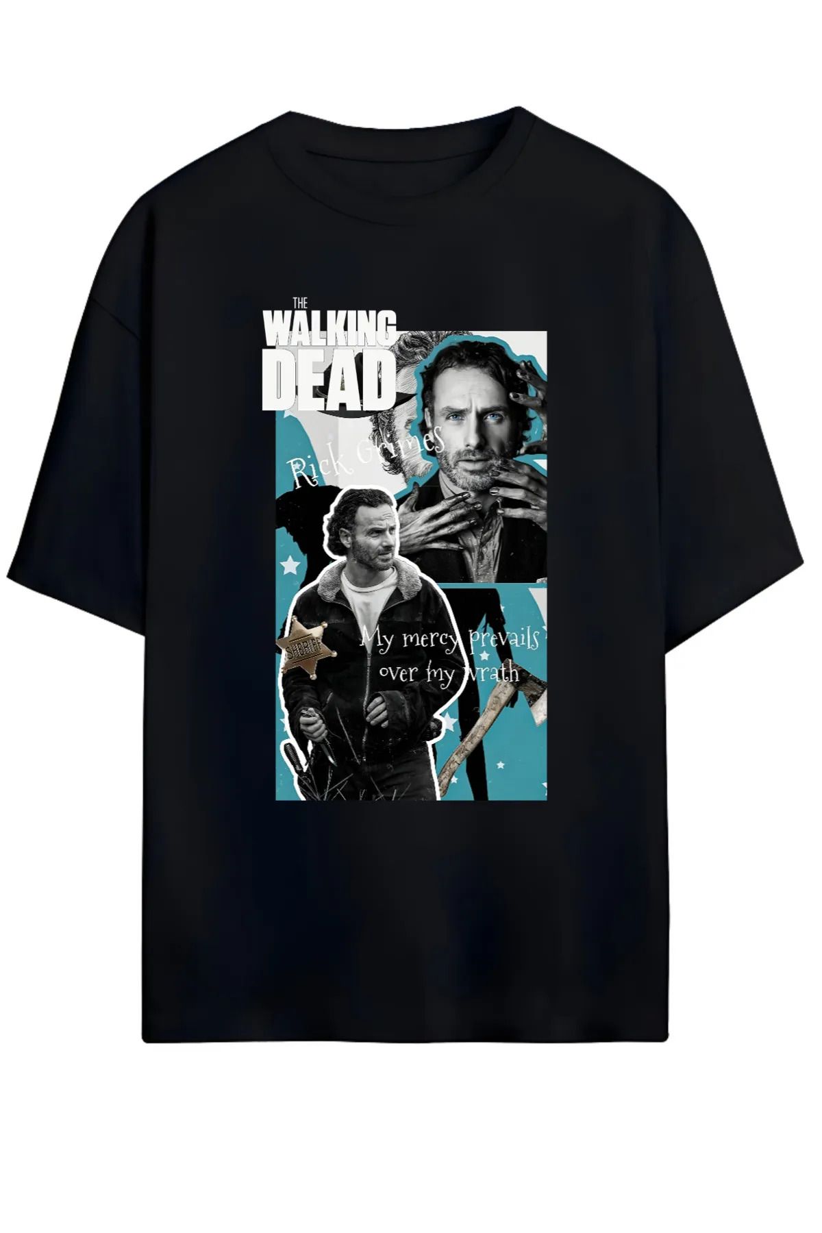 AliceQueen THE WALKING DEAD TASARIMLI YÜKSEK BASKI KALİTELİ UNISEX YENİ SEZON OVERSIZE PAMUKLU T-SHIRT