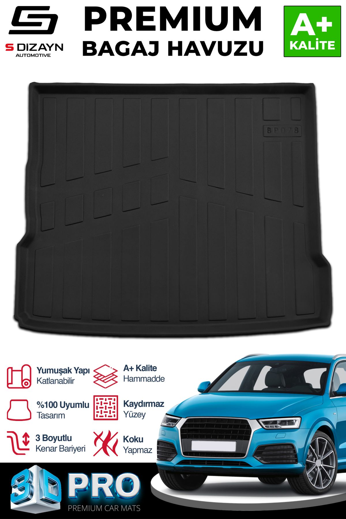 Life Tuning S-Dizayn Audi Q3 3D Pro Bagaj Havuzu 2011-2018 A+ Kalite
