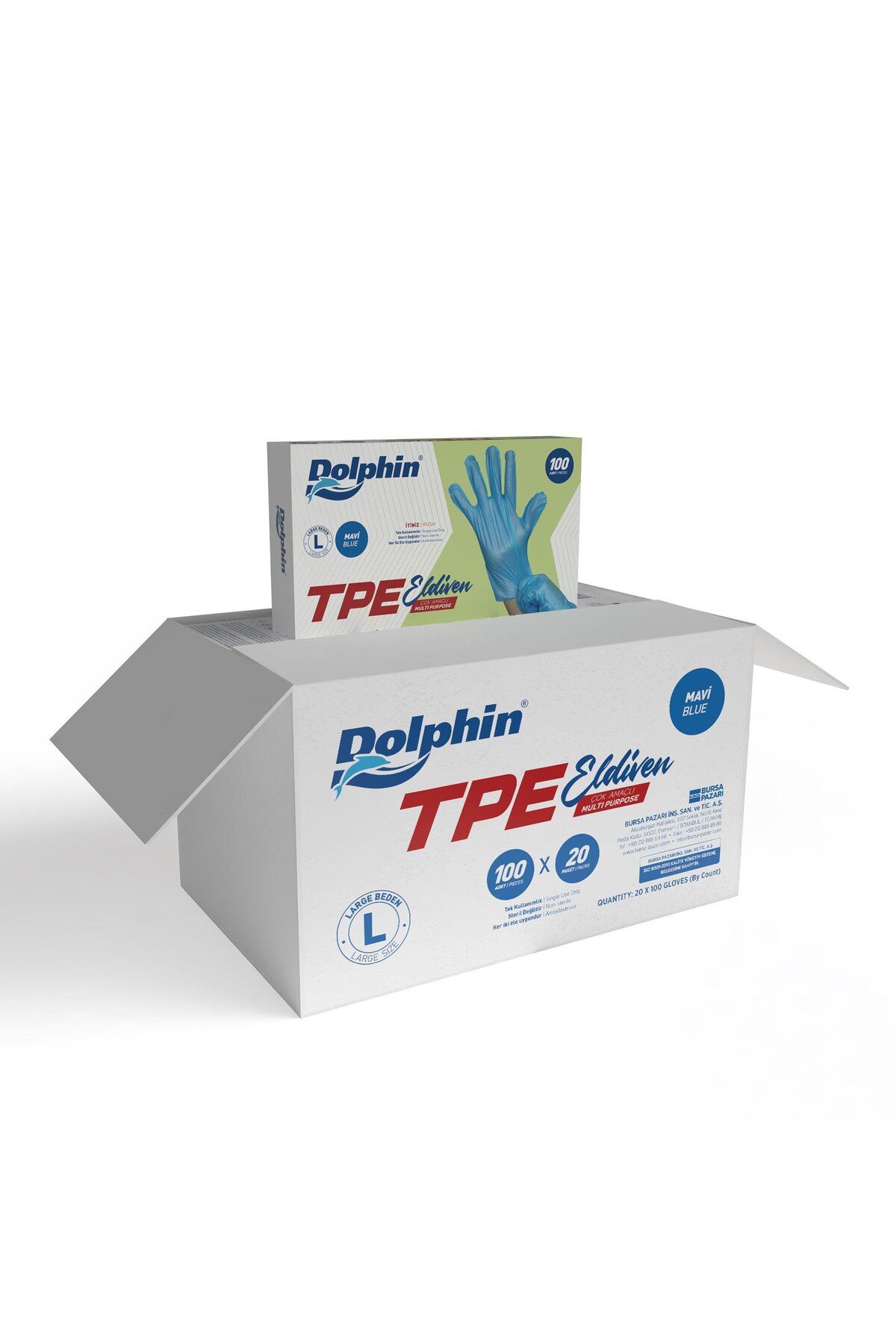 supertrend Süpertrend Dolphin Mavi Tpe Eldiven L Beden 100 Adet X 20 Paket - Koli