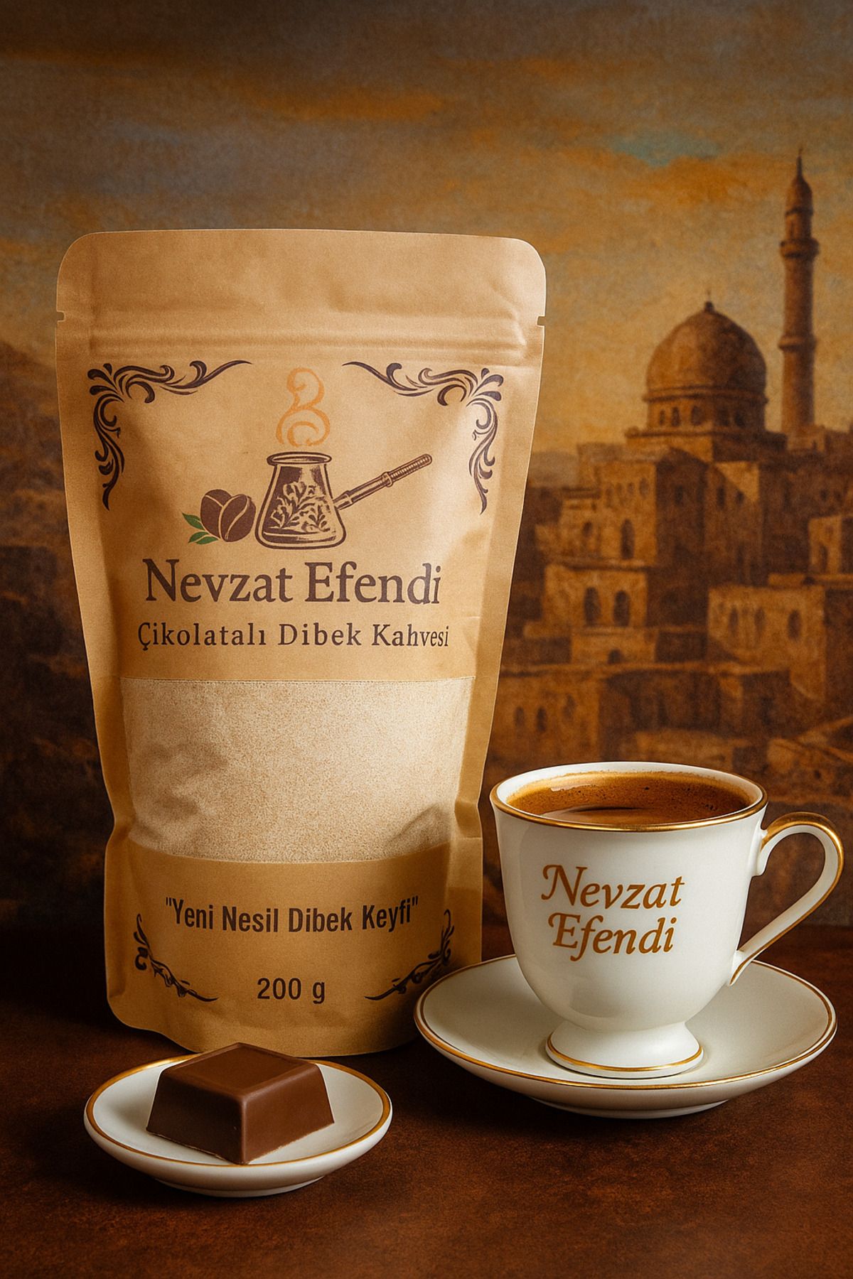 nevzatefendi Nevzat Efendi Çikolatalı Dibek Kahvesi 200 g – Dibekte Çikolatalı Lezzet