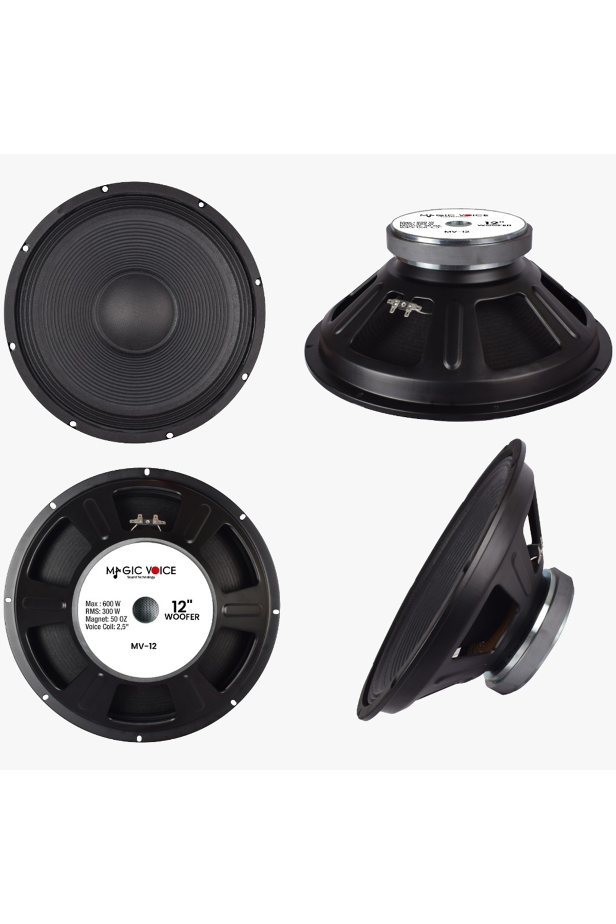 MagicVoice MV-12 Maks.600 Watt / Rms 300 Watt 12” Siyah 30 Cm