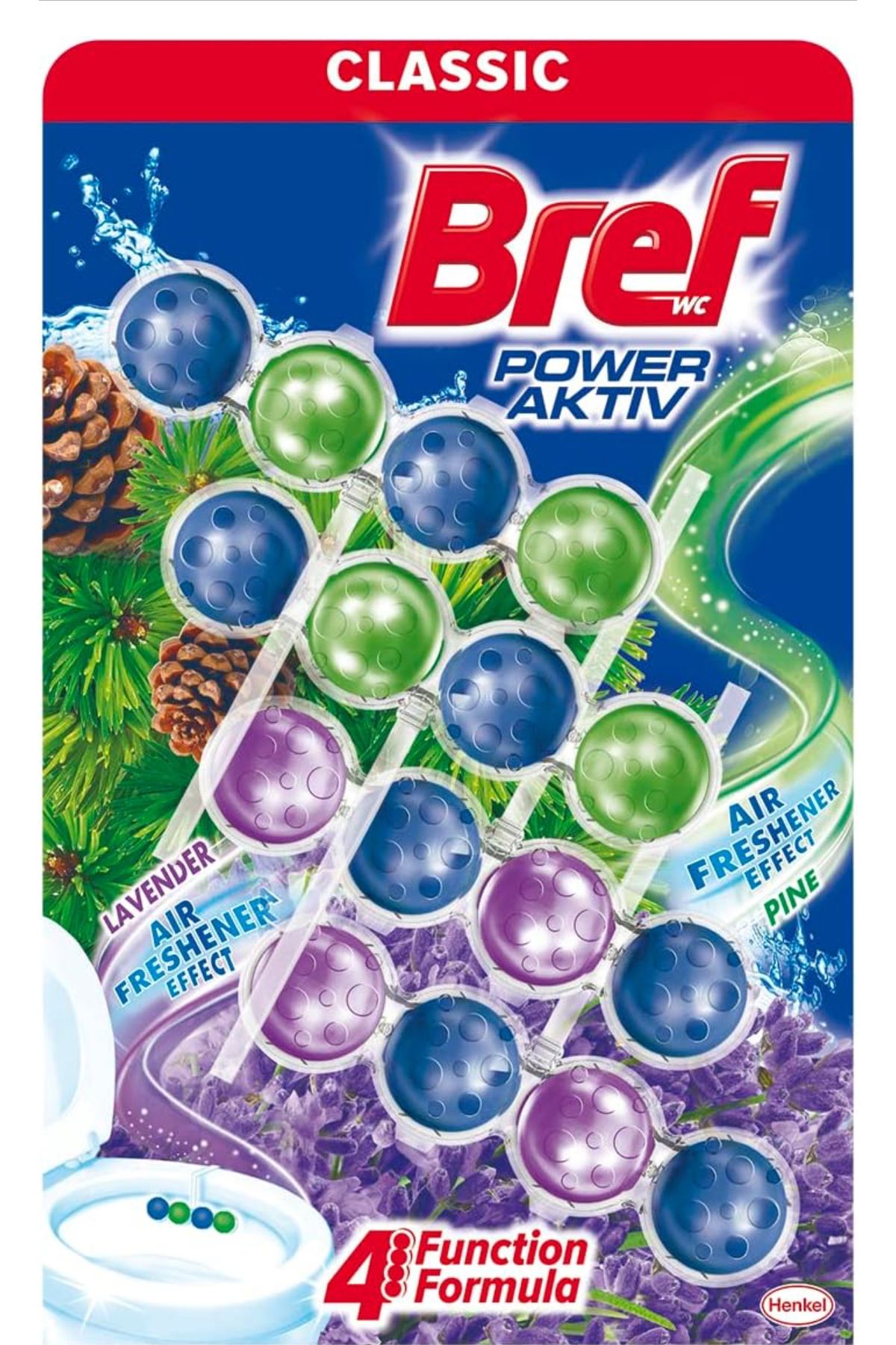 Bref Power Active Çam ve Lavanta Kokulu 4'lü Klozet Bloğu 4 x 50 g,
