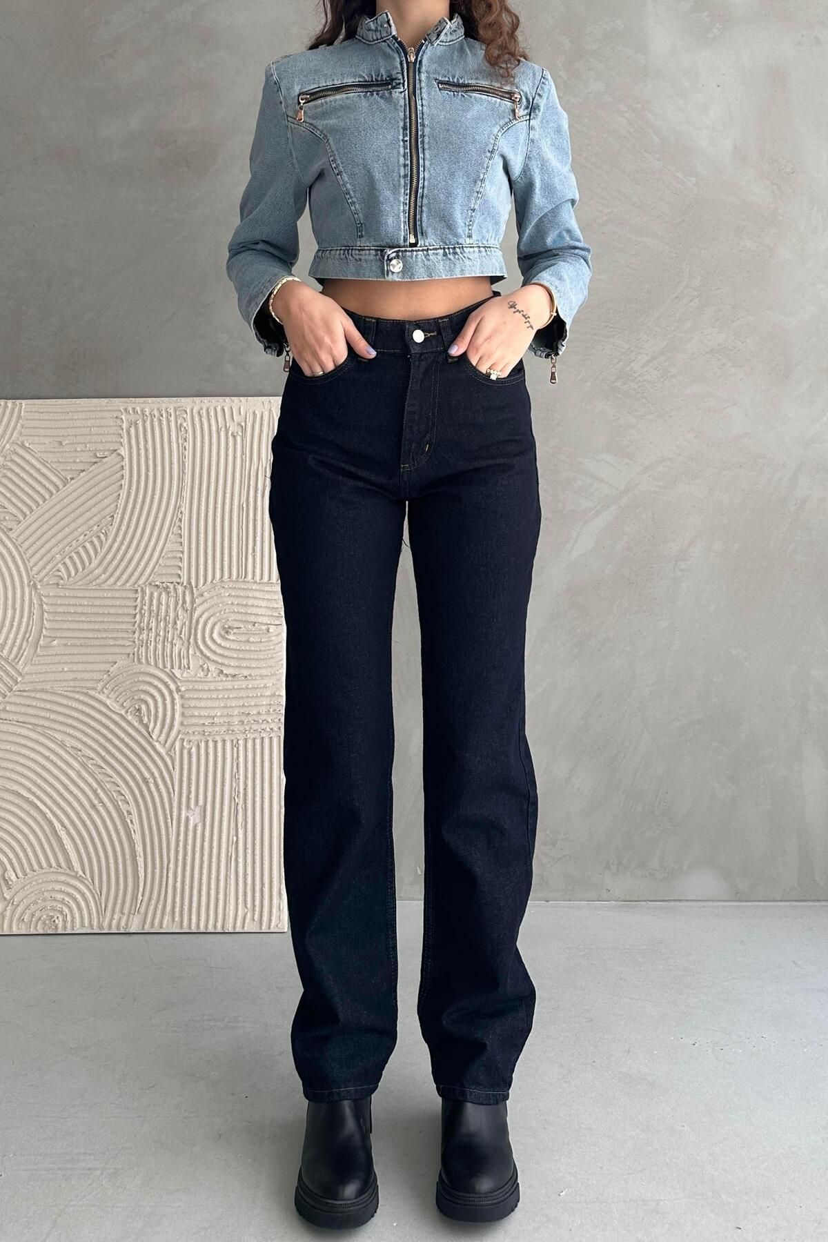 ZAROLİ Normal Bel Boru Paça Straight Jean - 6172