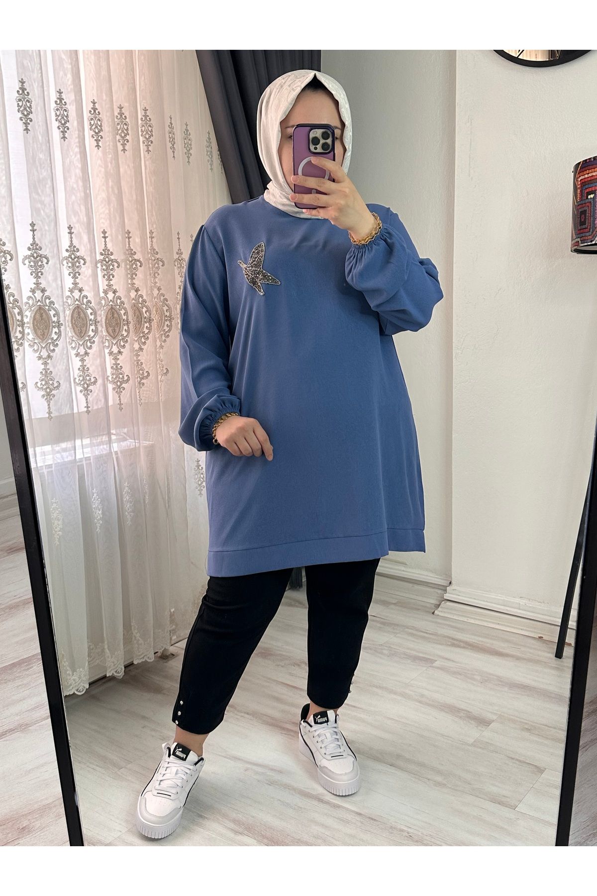 KADO SOFF KUŞ DETAYLI KISA TUNİK