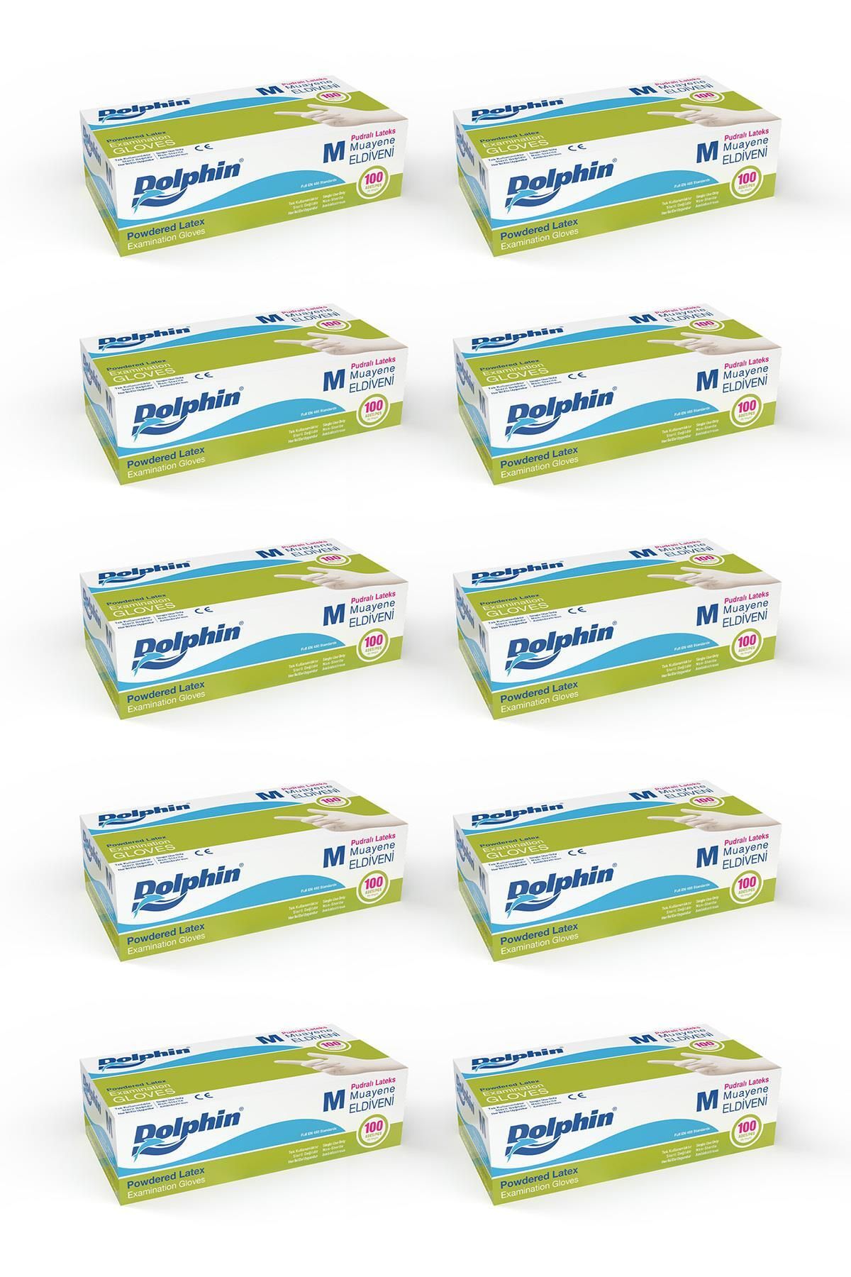 alsepeteavm Dolphin Pudralı Lateks Muayene Eldiveni M Beden 100 Adet X 10 Paket - Mdr