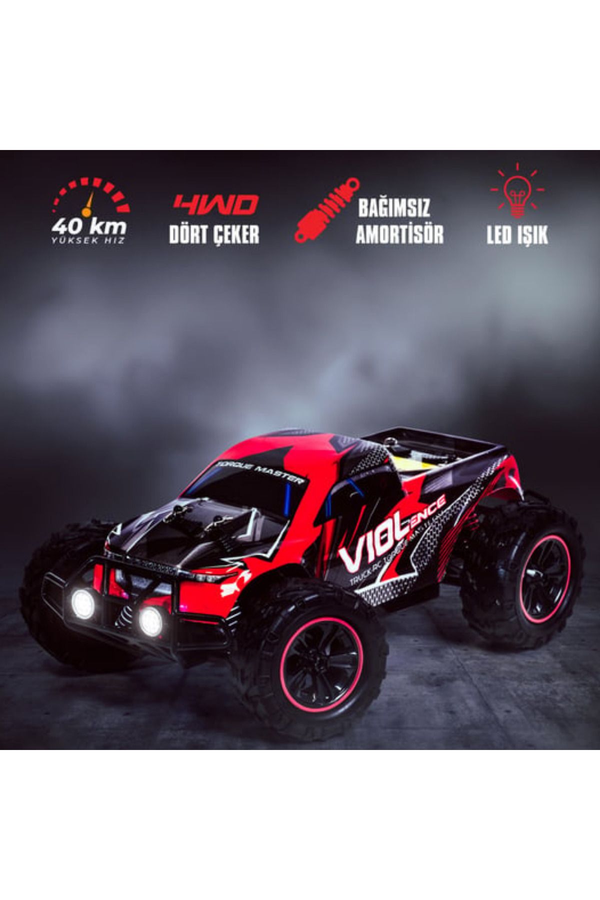 LRS STORE Profesyonel RC Kumandalı Araba 40 Km Hız Yapan Off Road Monster Cross Arazi Aracı 1:16