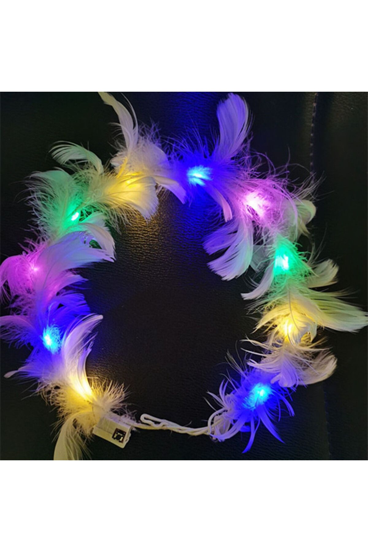 Skygo Led Işıklı Rengarenk Yanan 3 Fonksiyonlu Otrişli Parti Tacı Renkli 12x12 cm