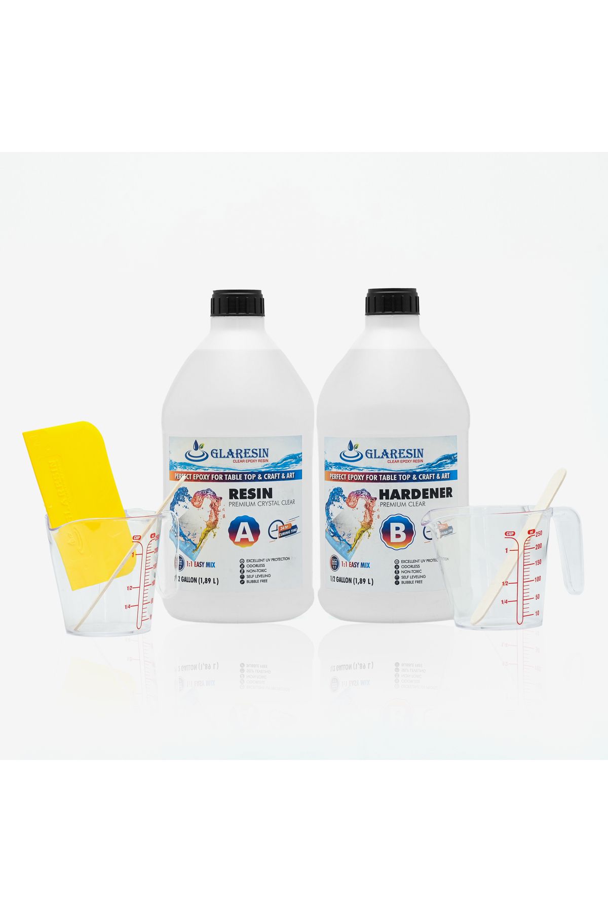 GLARESIN CLEAR EPOXY RESIN ULTRA ŞEFFAF Hızlı Art Resin-Sanatsal Deniz Efekti ve Kaplama Epoxy Reçine 4 Lt Kıt