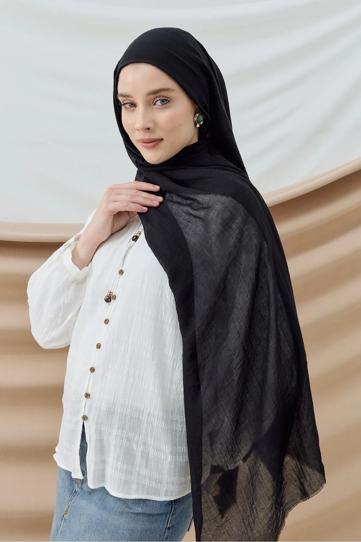 Trendy Butik Kadın Aya Serisi Şık Şal-Siyah