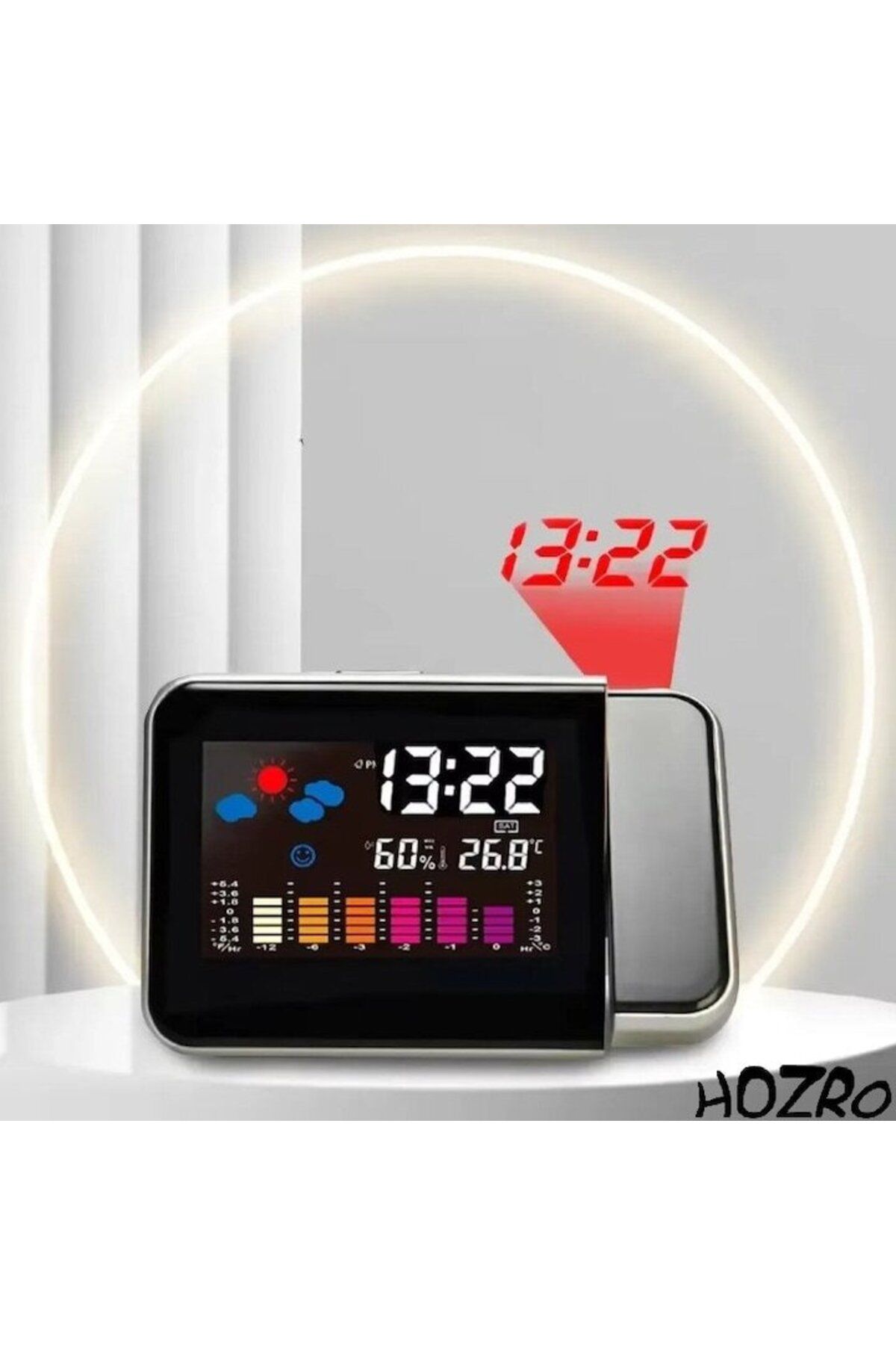 HOZRO-HOZRO Digital Clock, with Time Projection, Thermometer and Humidity Indicator – Modern Design and Functionality 3
