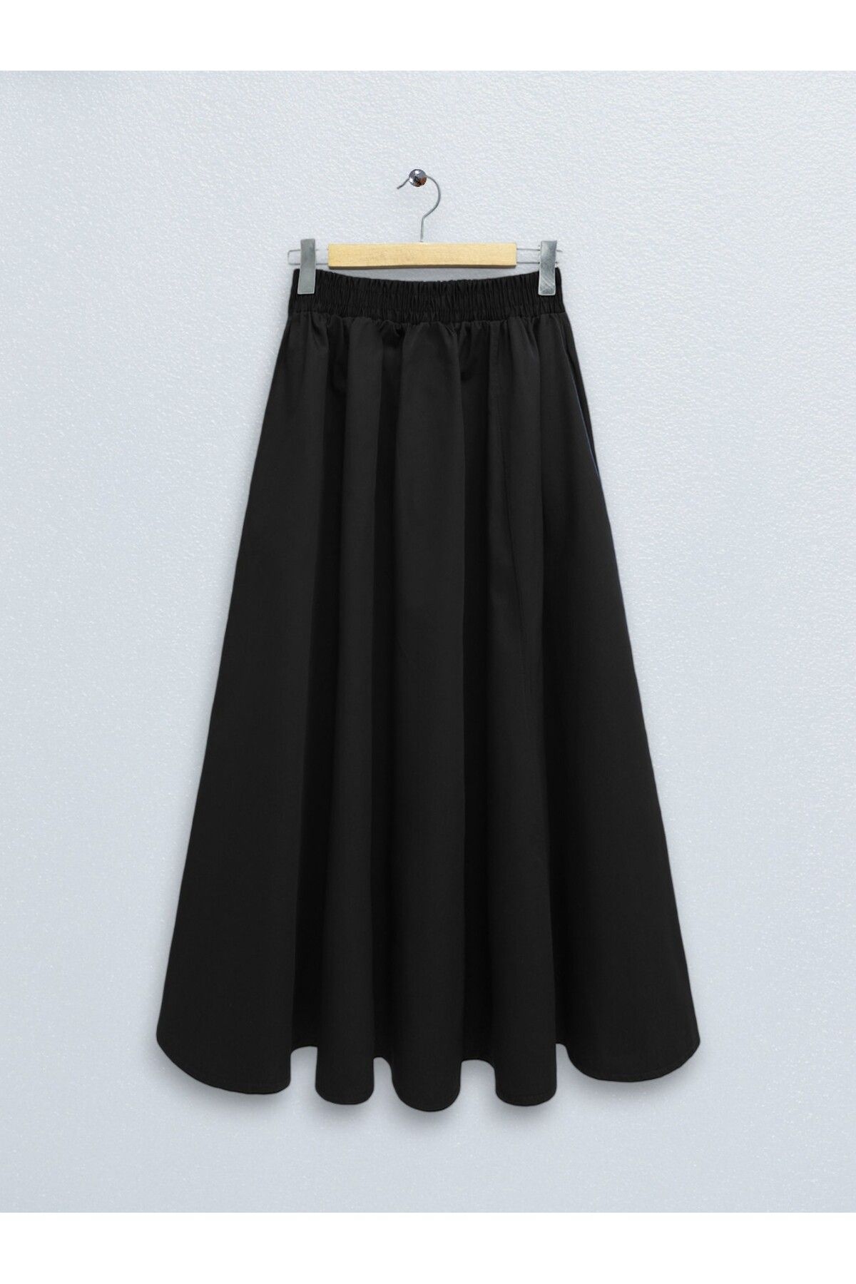 mahira collection Beli Lastikli Çift Cepli Poplin Kloş Etek