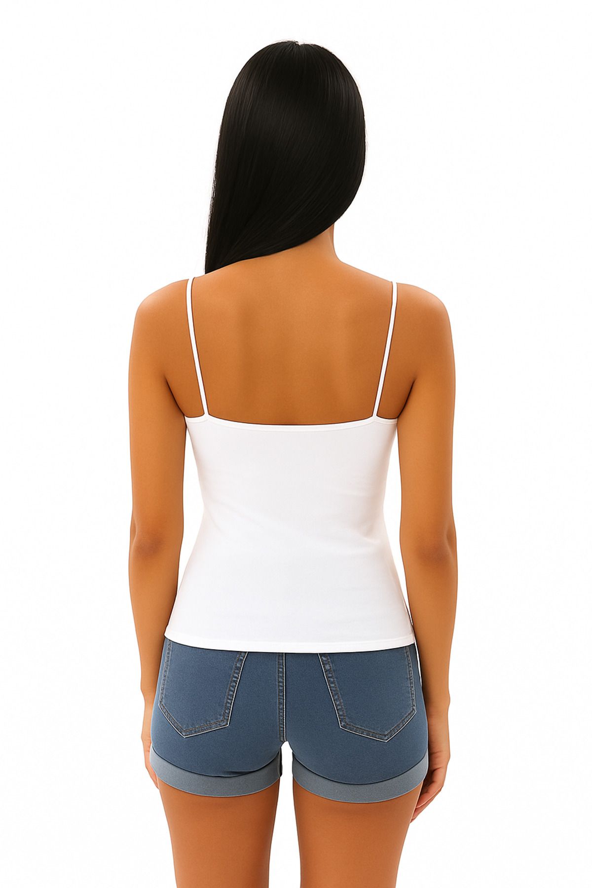 ParlaMira-Women's White Viscose Lycra Inner Non-Showing Structure Double Layer Long Undershirt with Rope Strap 2