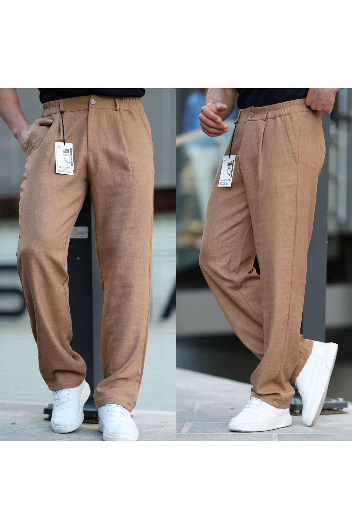 VİPMAN MODA Erkek Keten Bol Kesim Pantolon